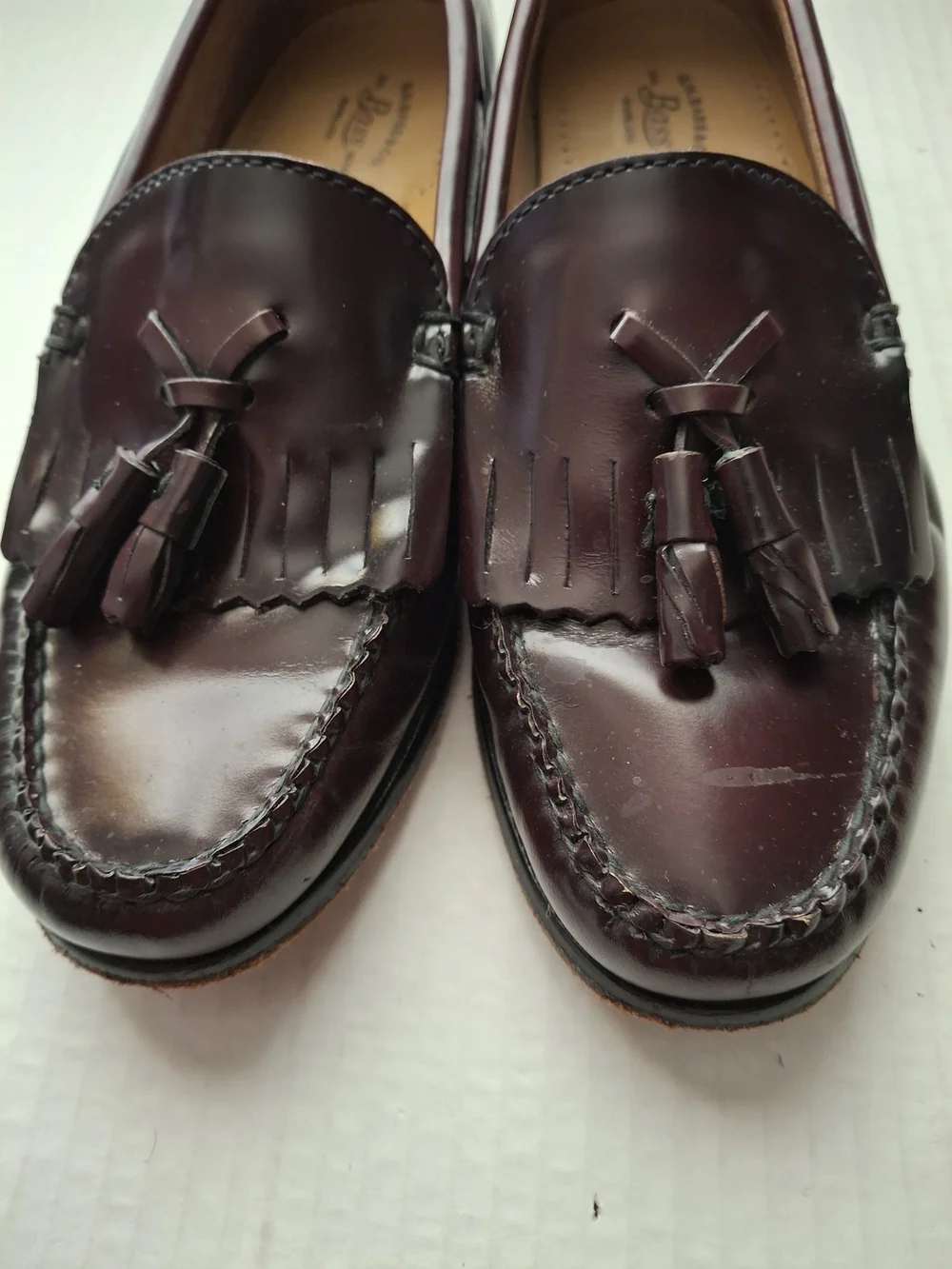 H G Bass Men’s Wine/Burgundy Leather Penny Loafers